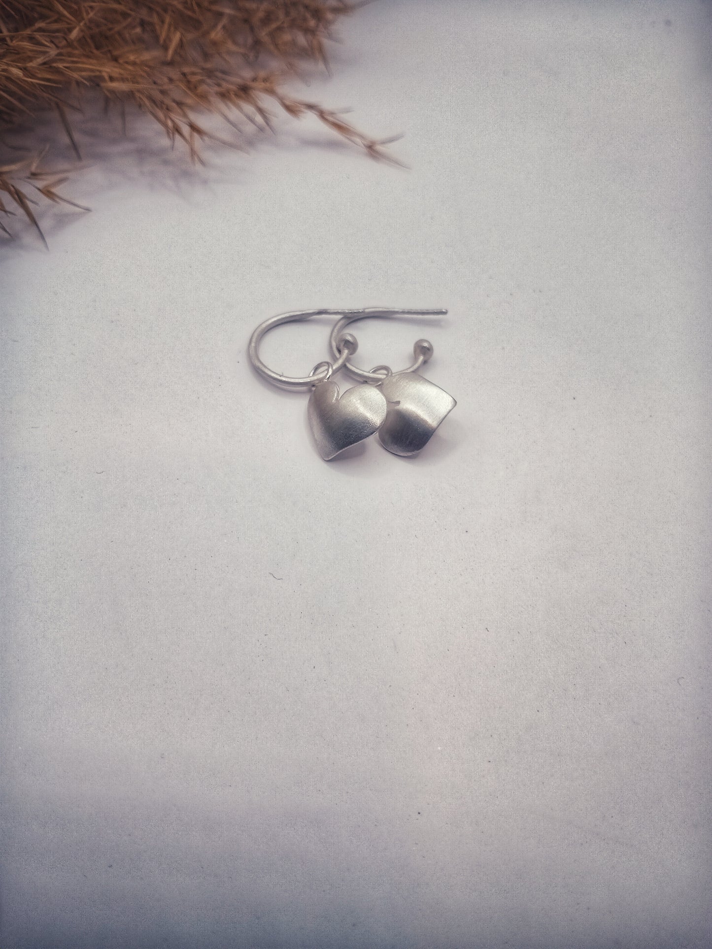 Heart silver earrings