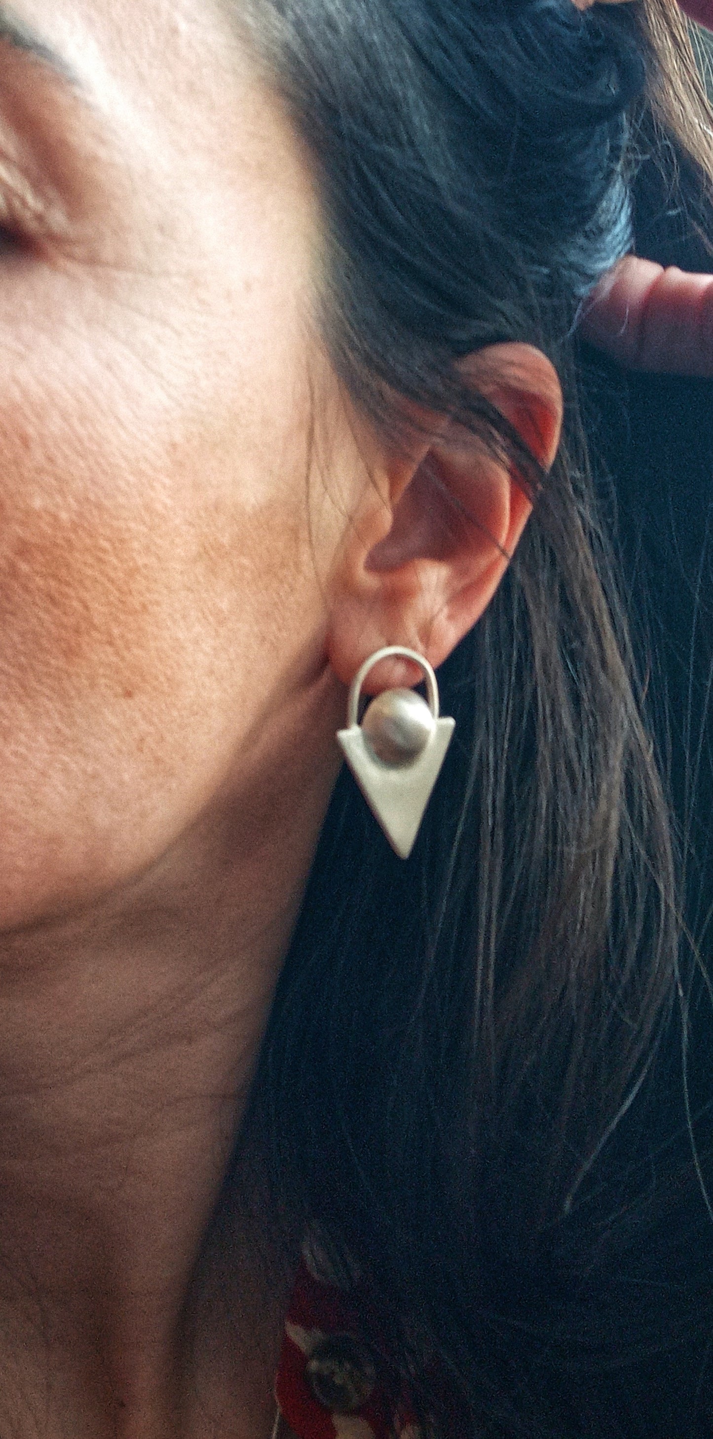Triangle silver earrings