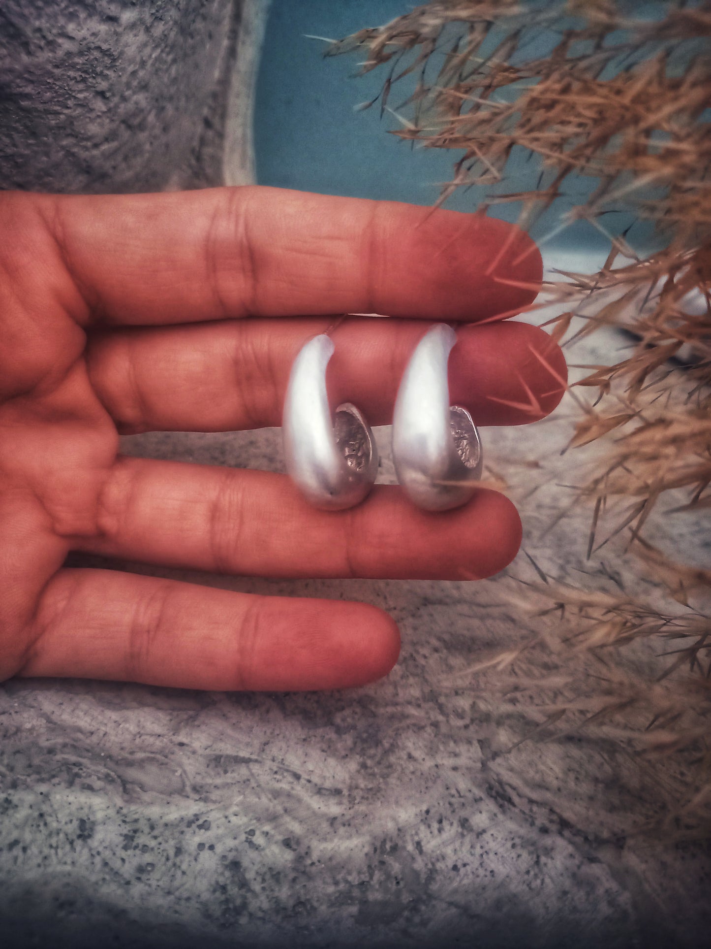 Bold silver earrings