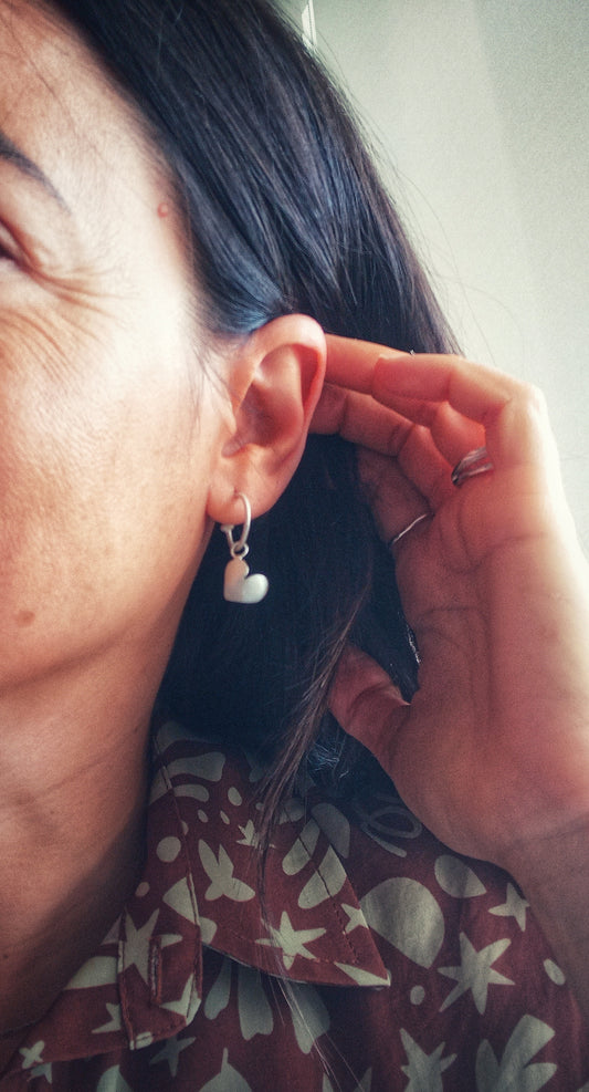 Heart silver earrings
