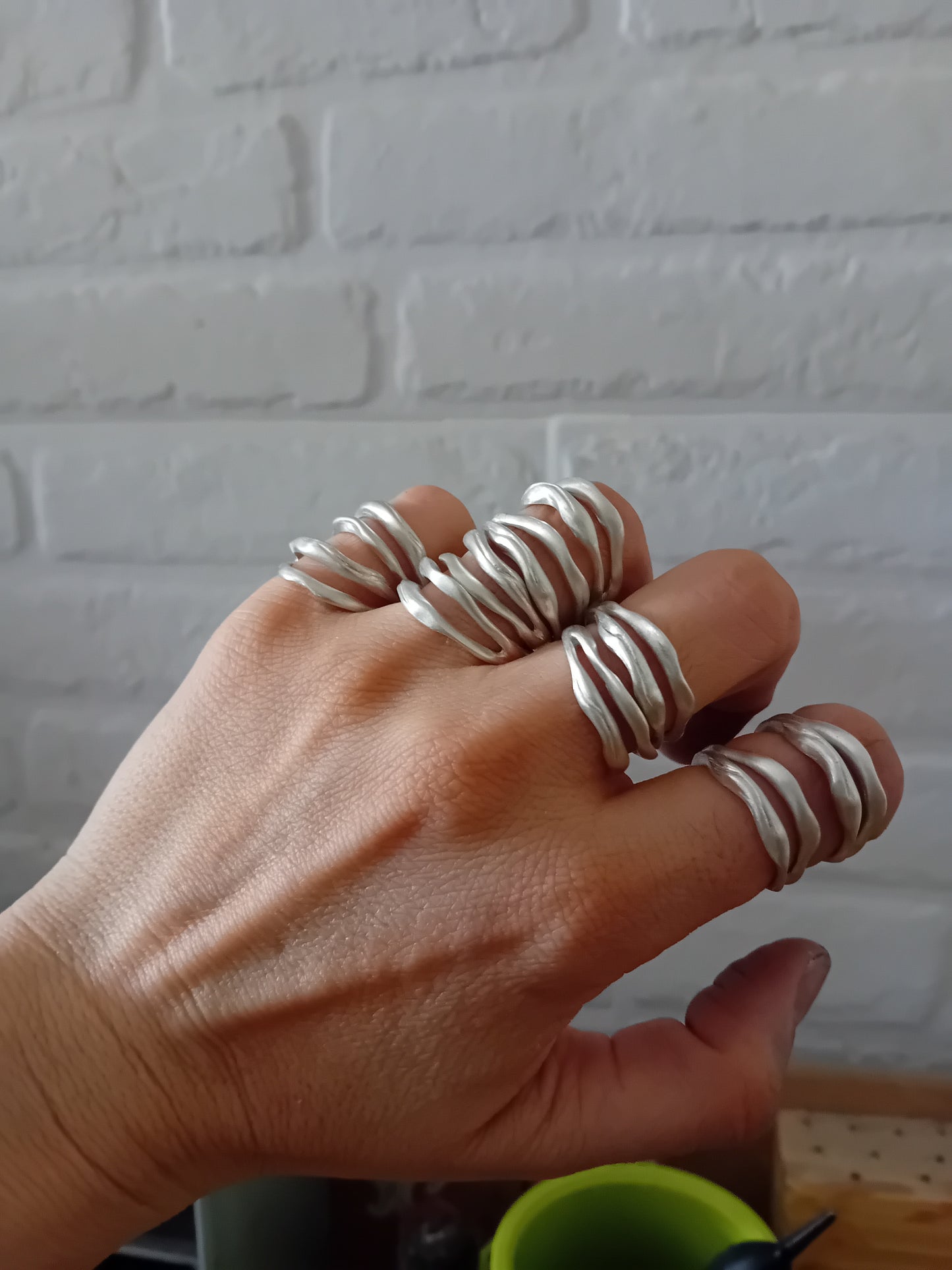 Wave silver ring