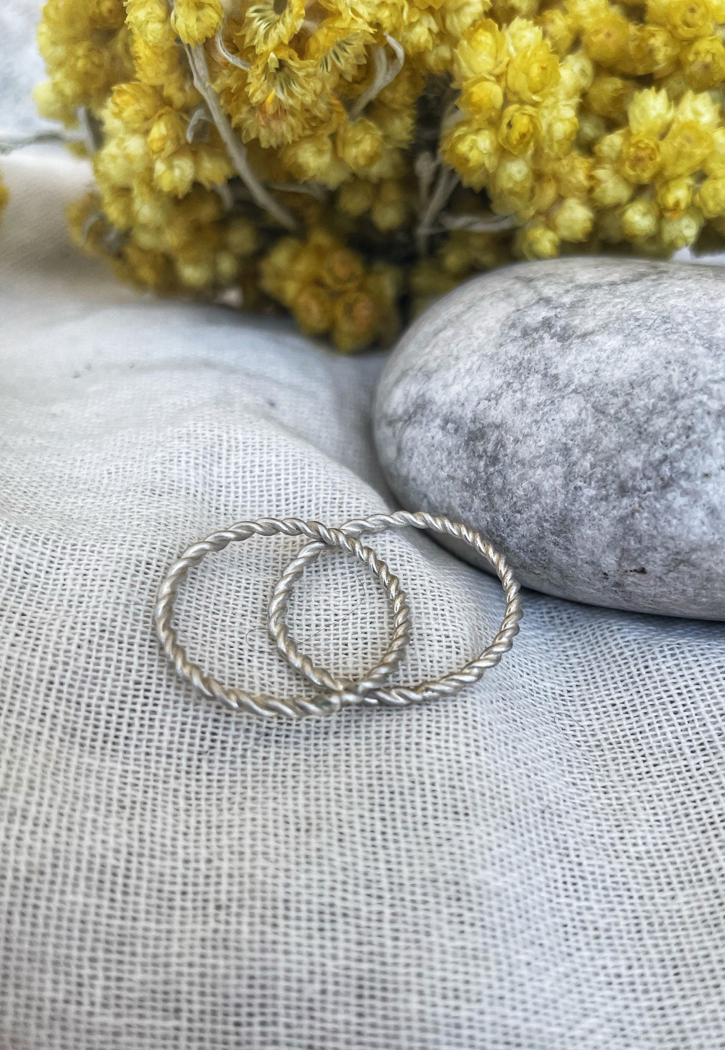 Thin twist silver ring