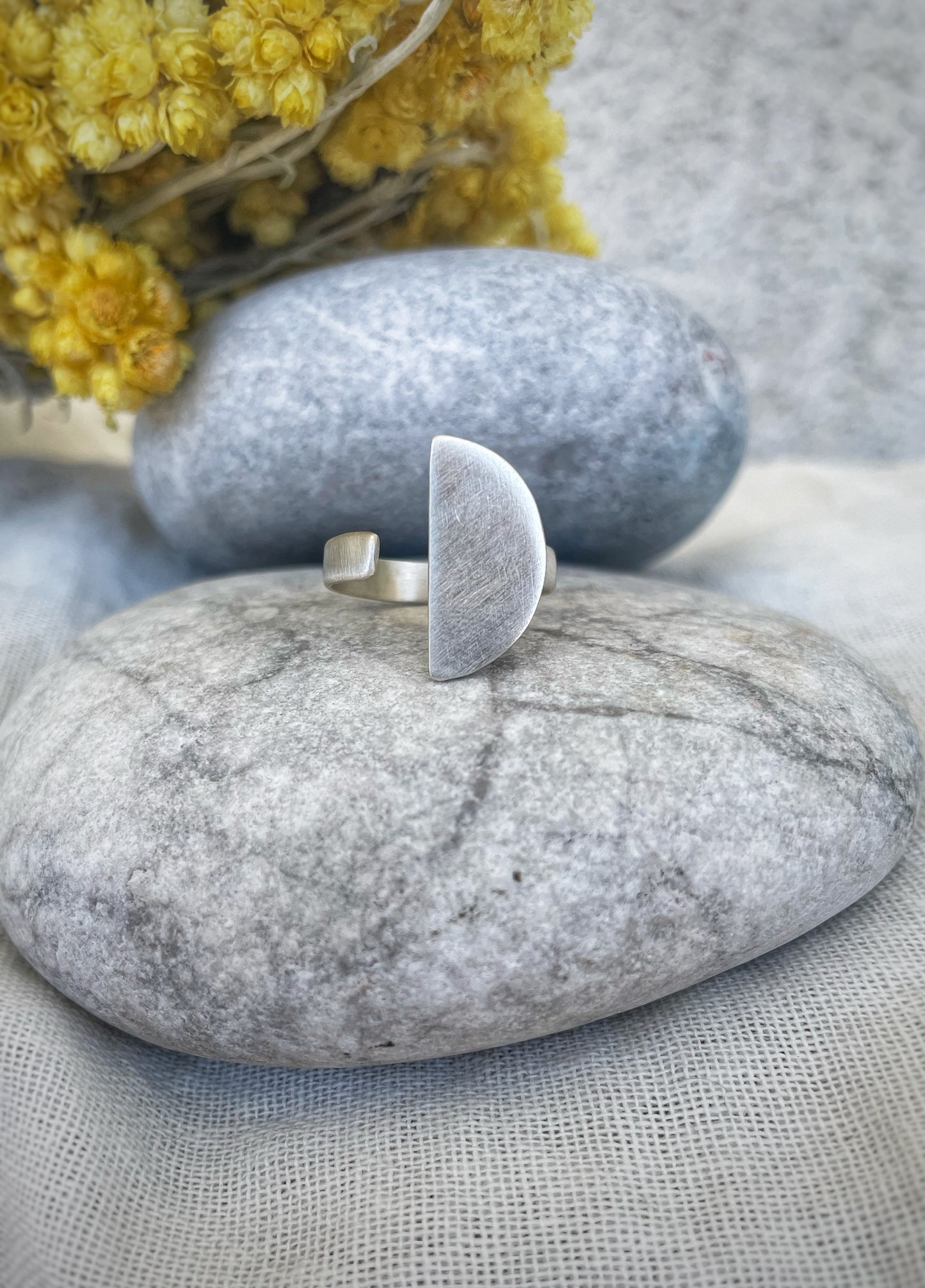 Half moon silver ring