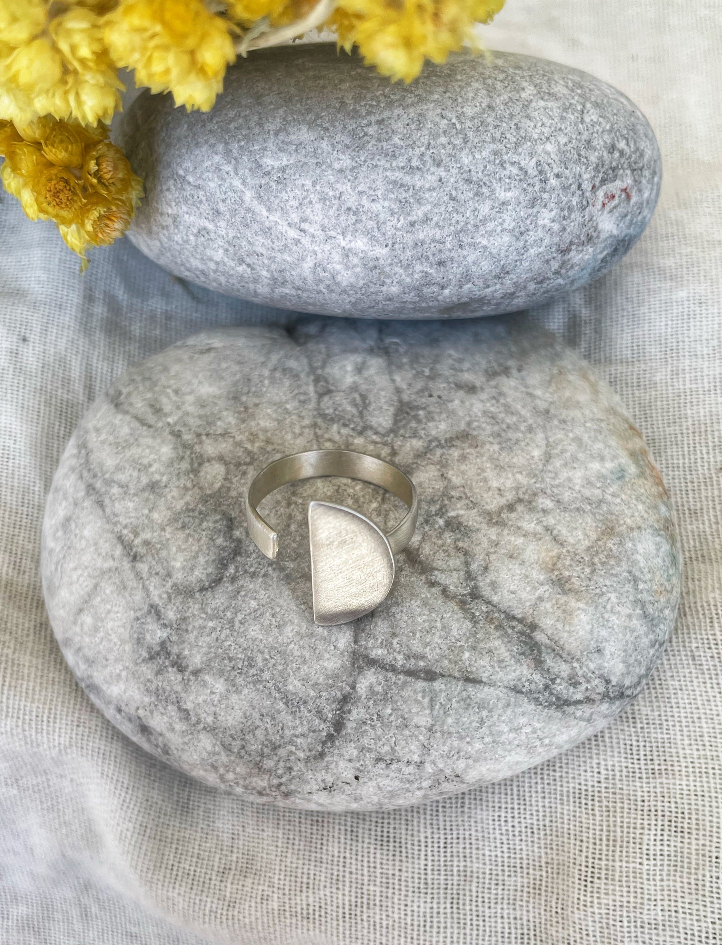 Half moon silver ring