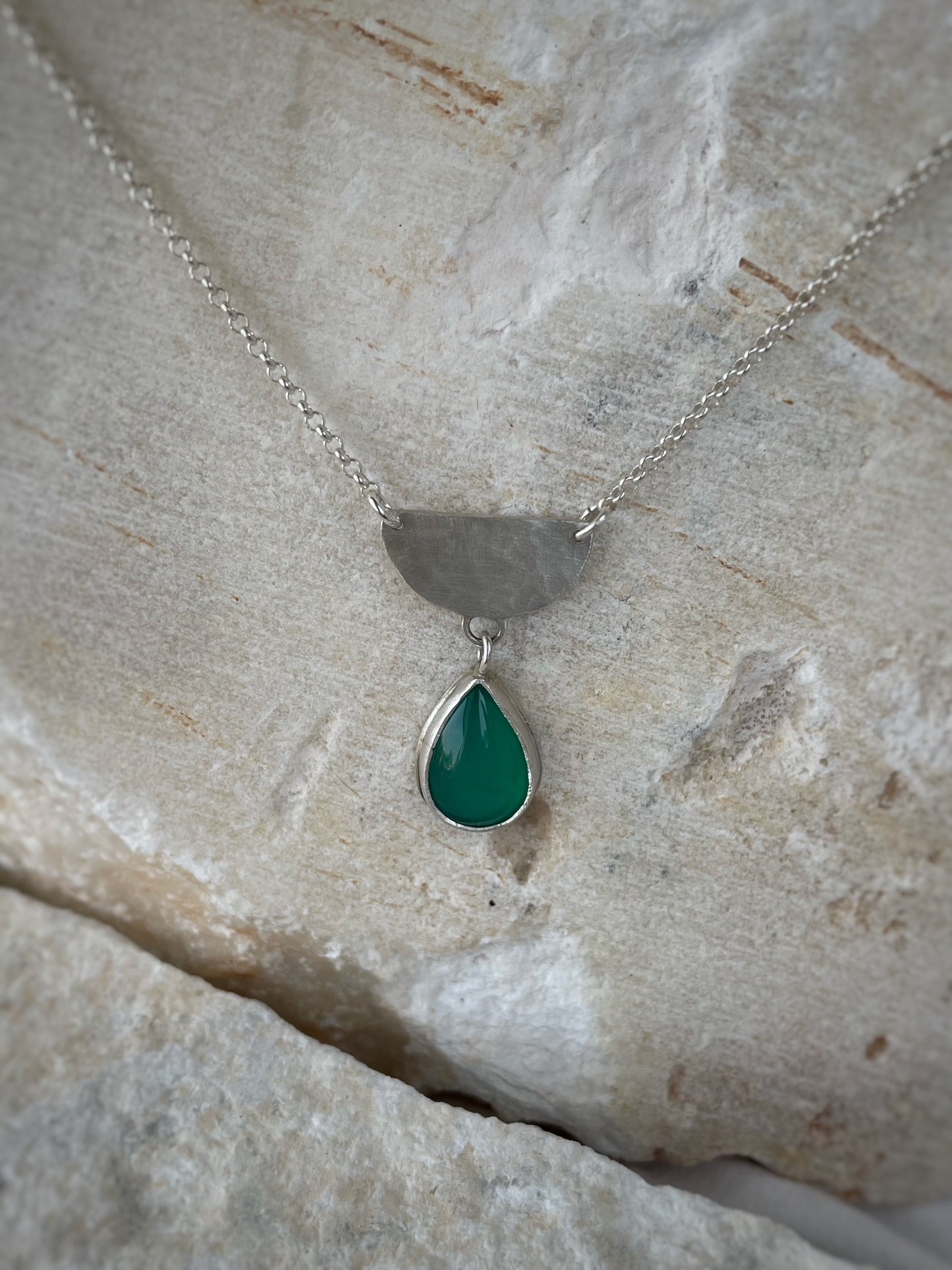 Green Tear silver pendant