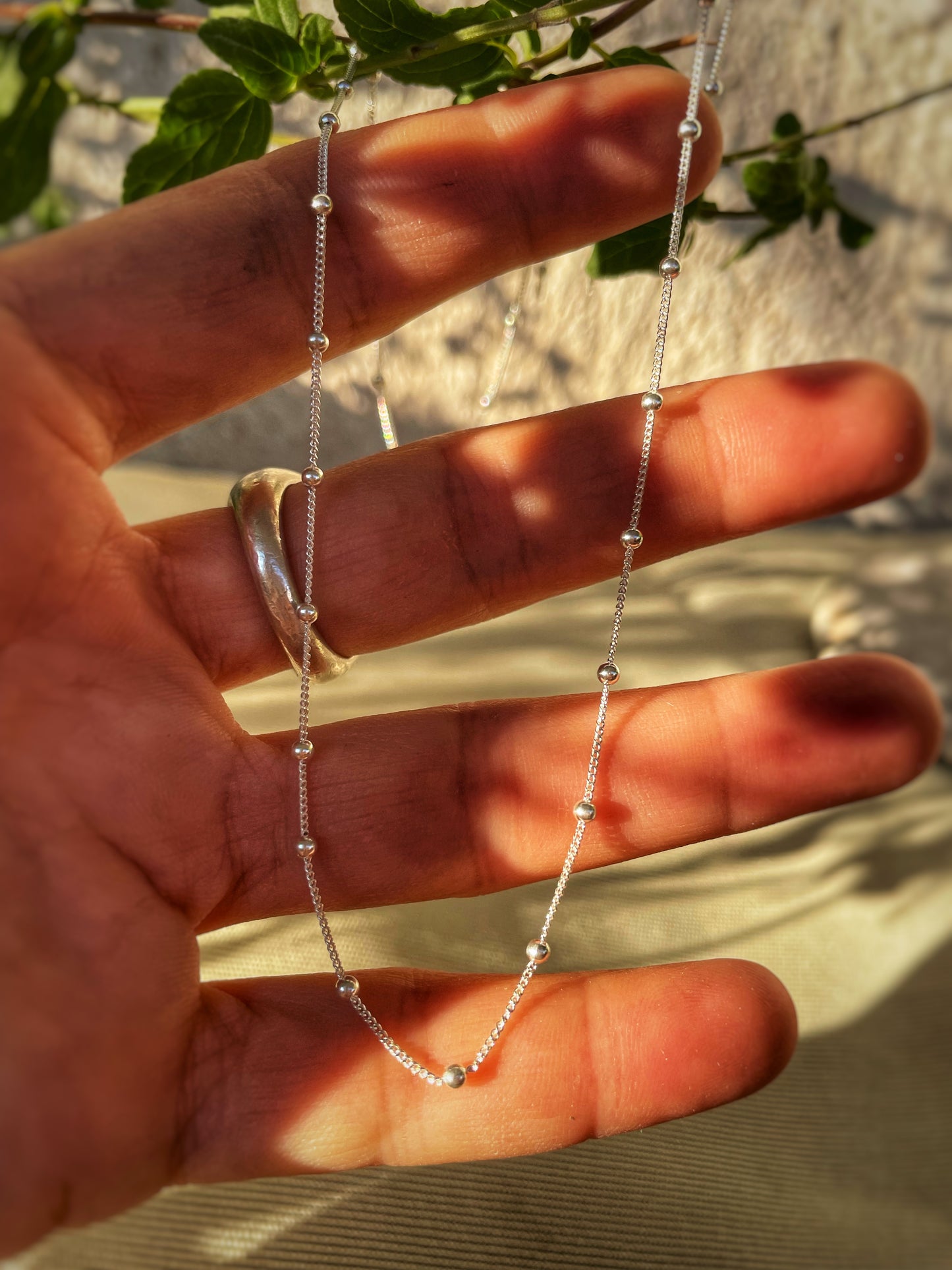 Beads silver chain
