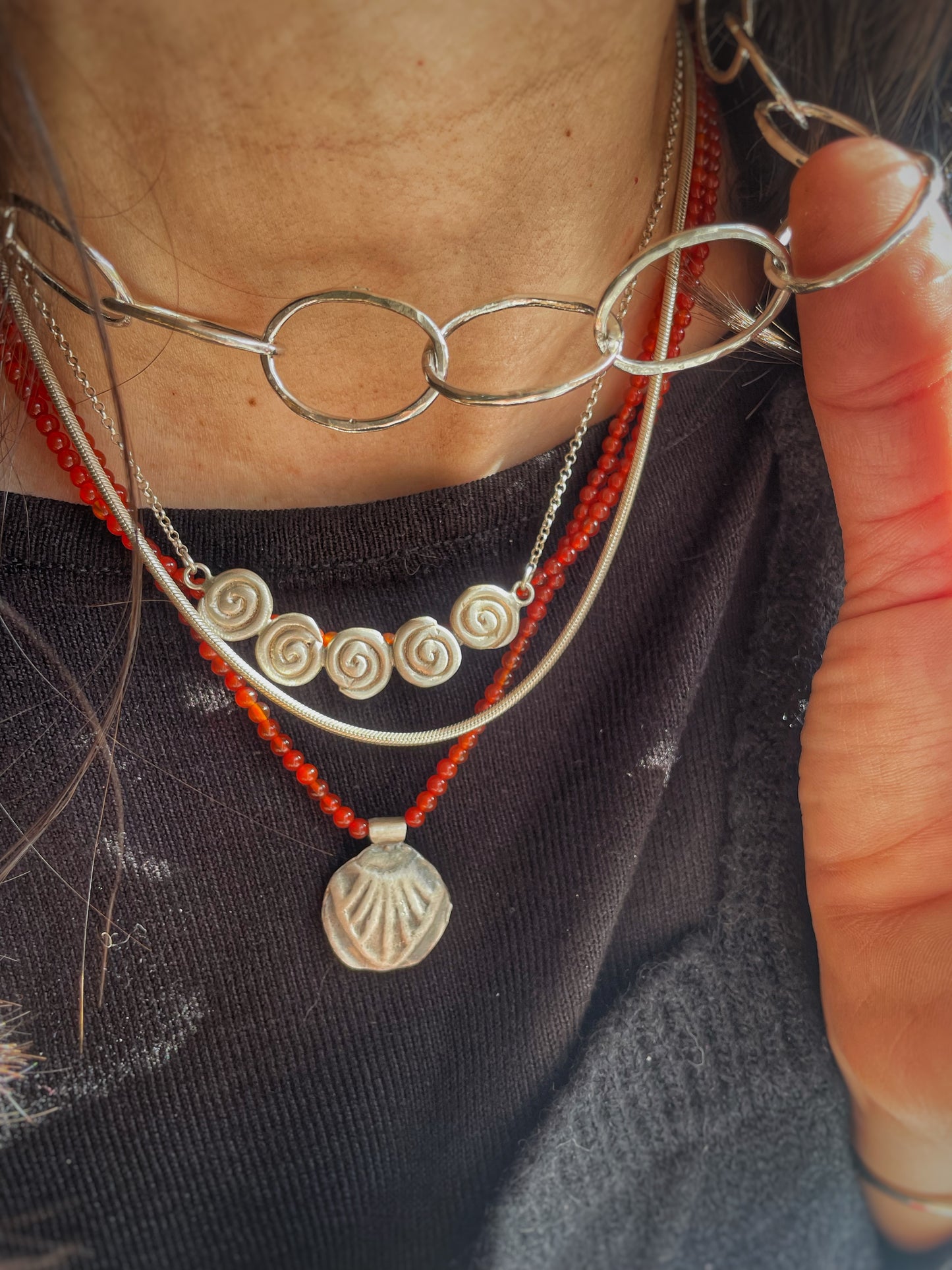 Raw forged silver chain