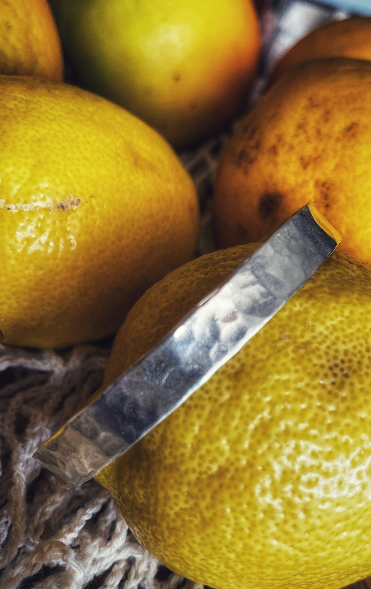 Forged open silver bangle