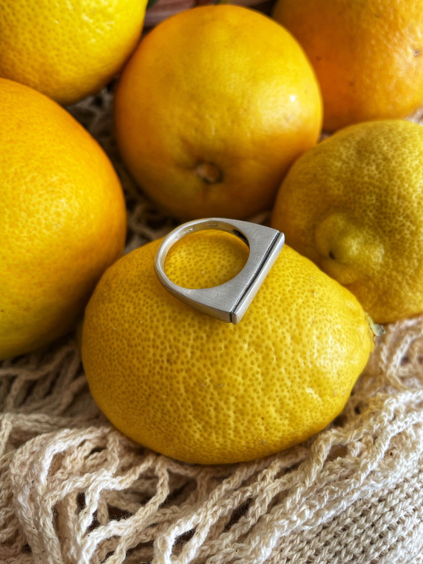 Rectangle silver ring