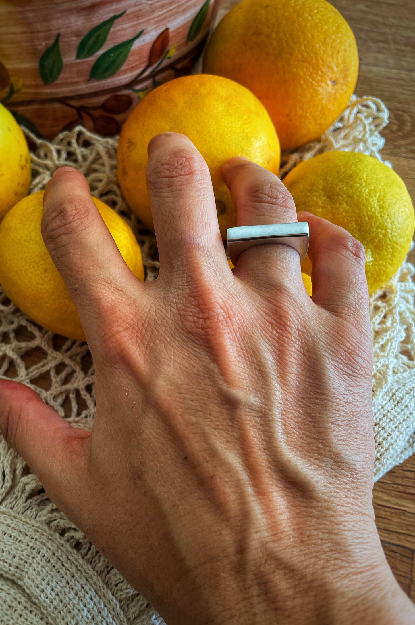 Rectangle silver ring