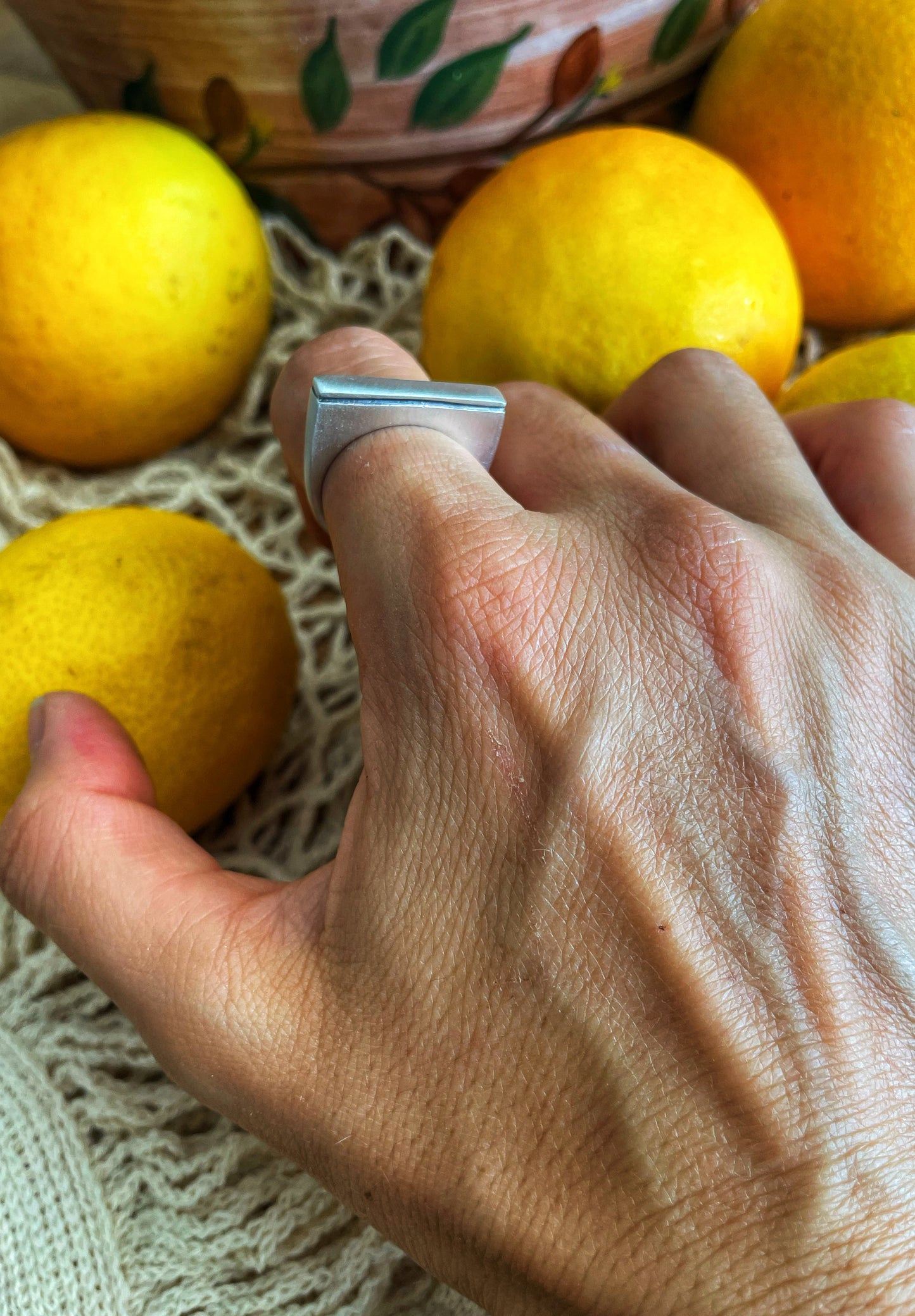 Rectangle silver ring