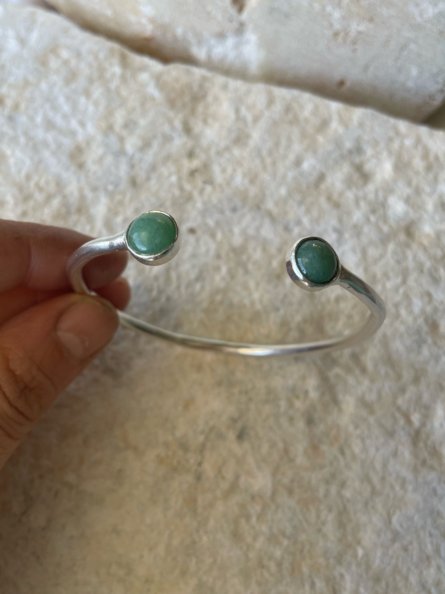 Aventurine stones open bangle