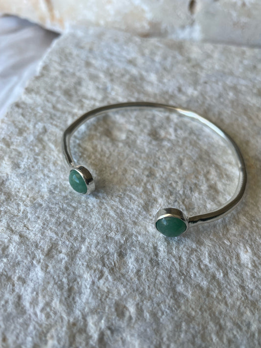 Aventurine stones open bangle