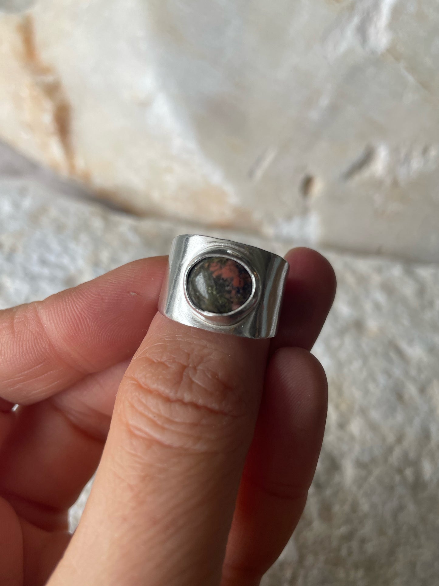 Unakite silver ring
