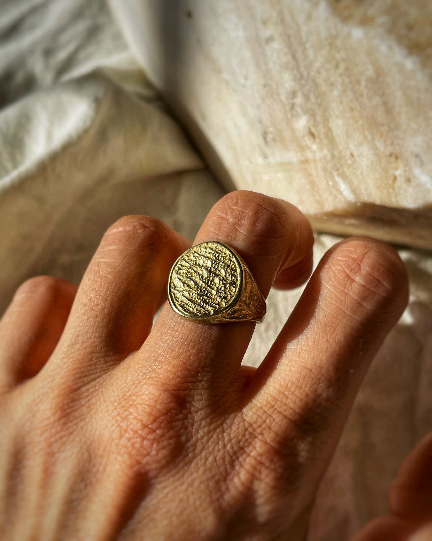 Brass Eclipse Signet Ring