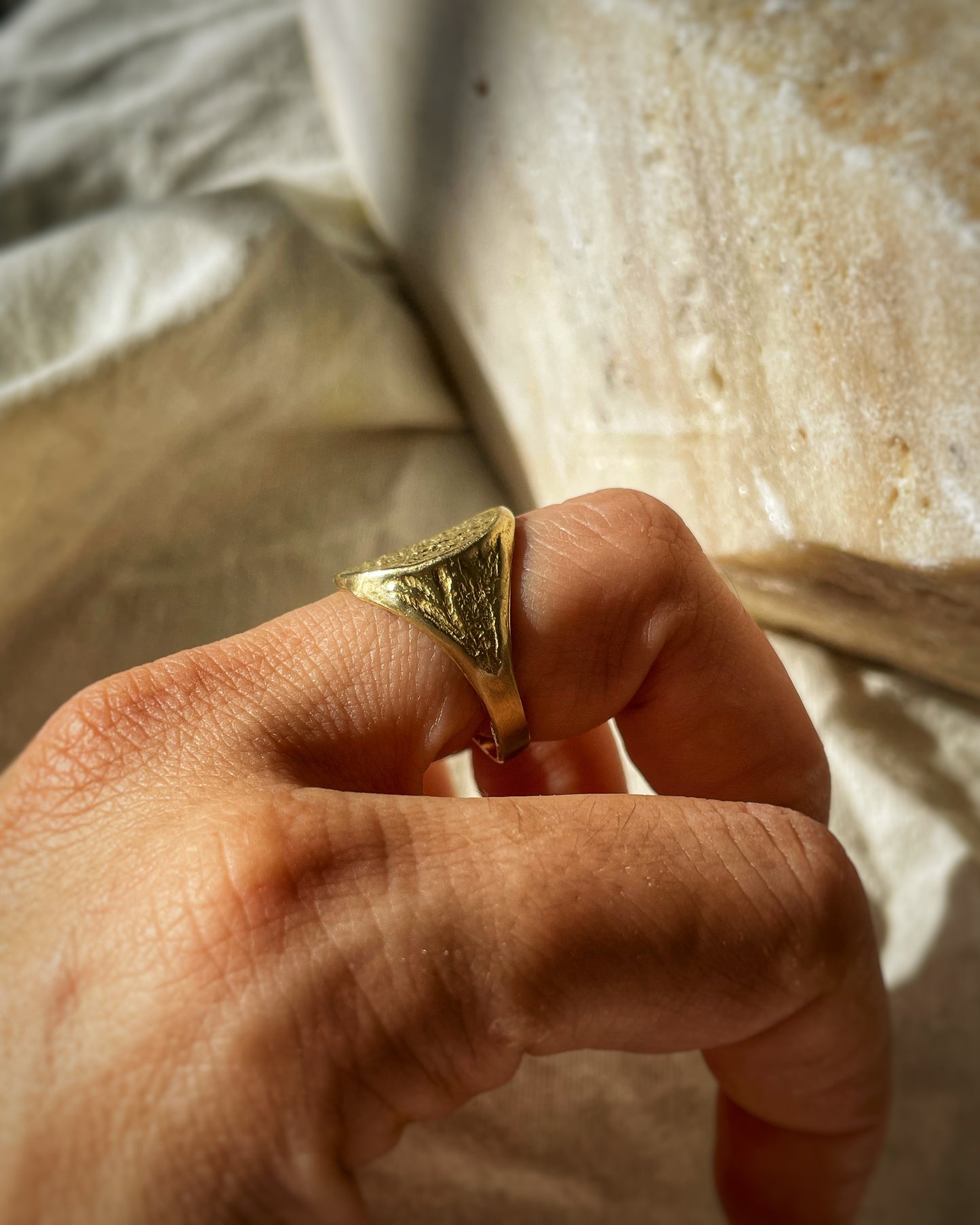 Brass Eclipse Signet Ring