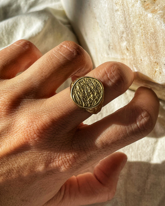 Brass Eclipse Signet Ring