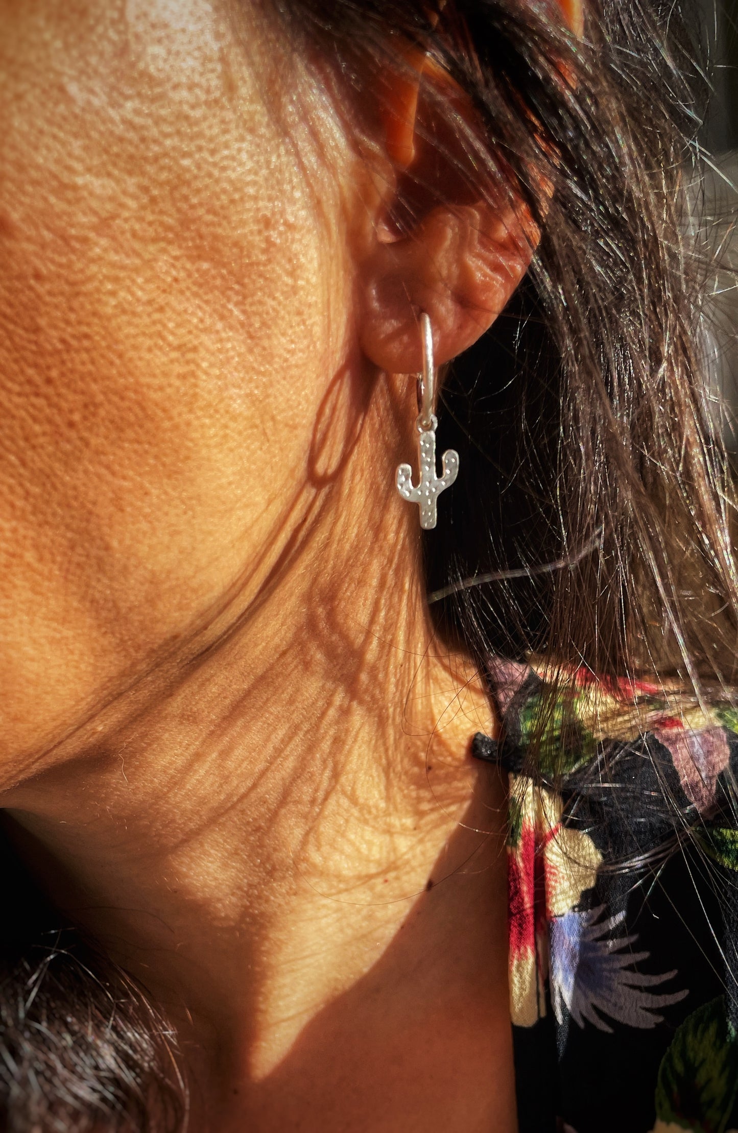 Cactus silver earrings