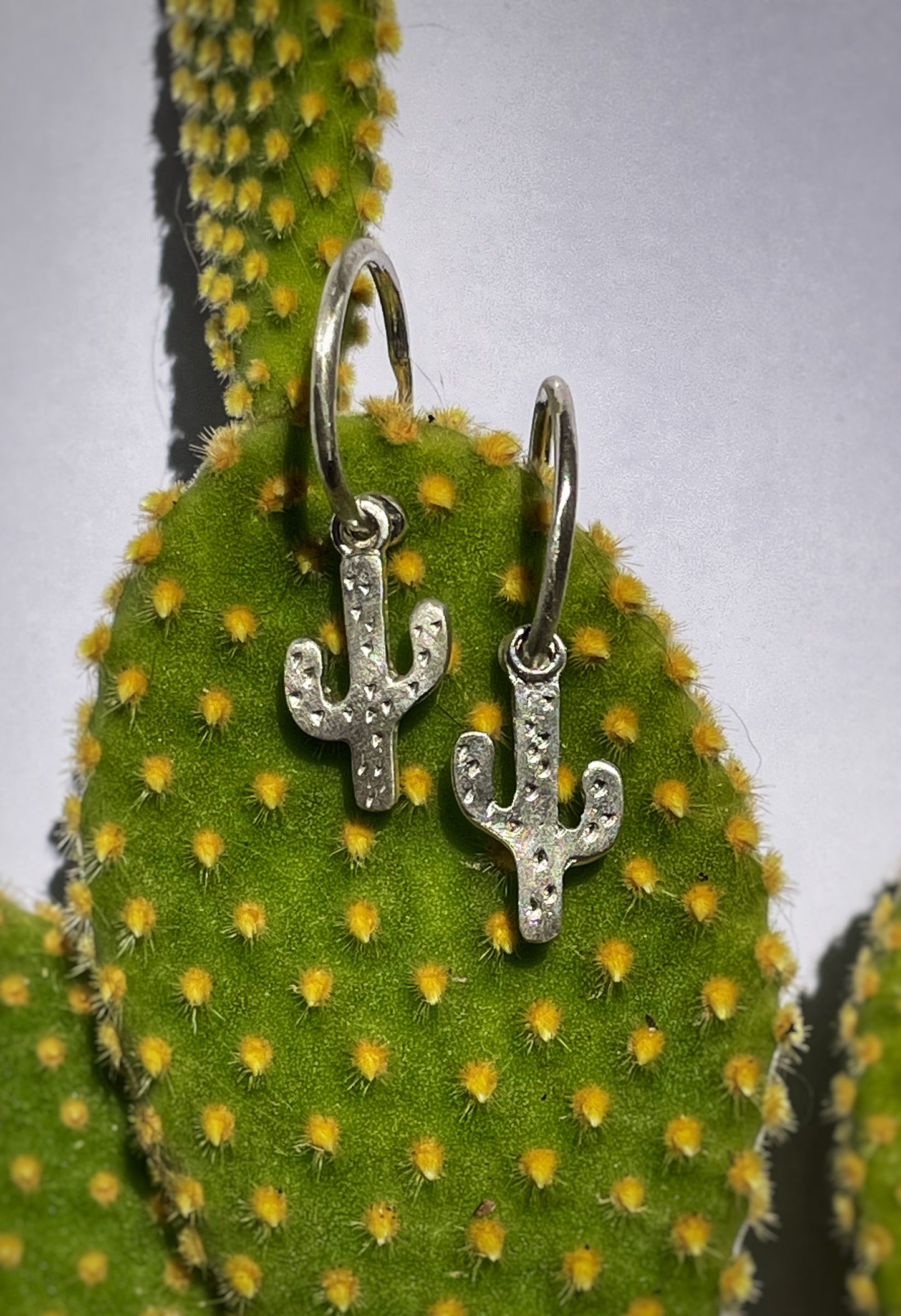 Cactus silver earrings