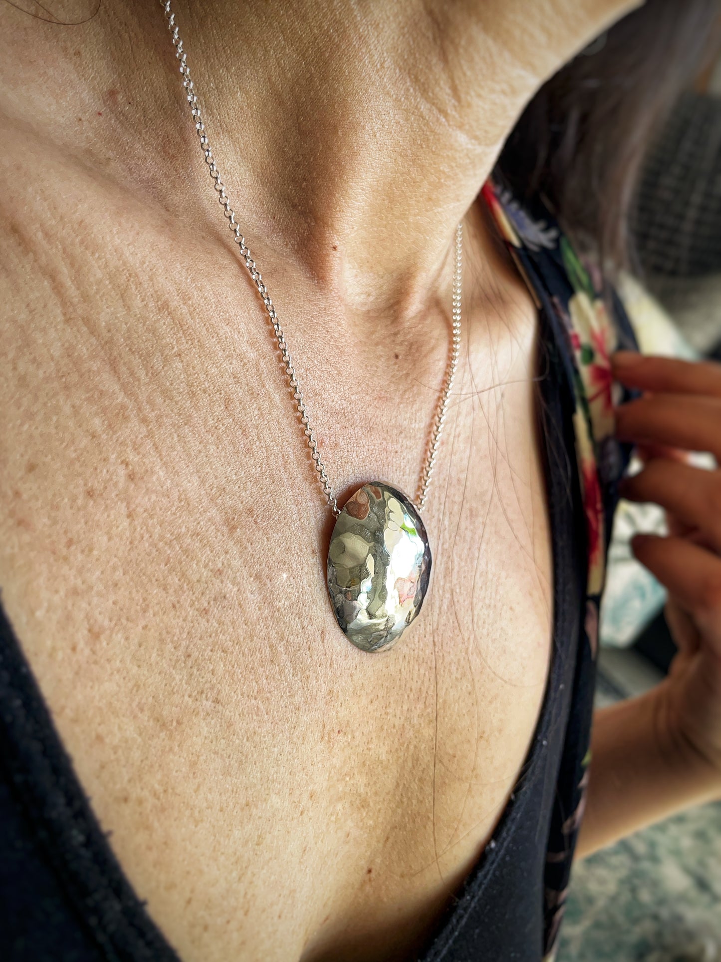 Full moon silver pendant