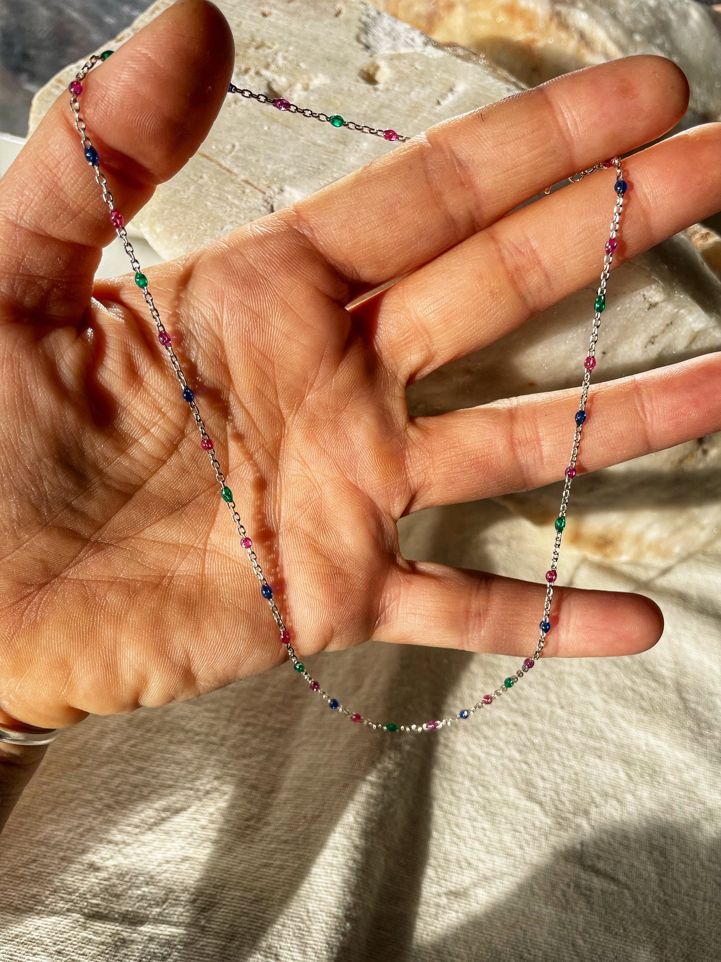 Colorful silver chain