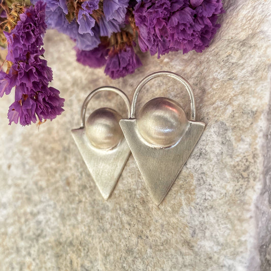 Triangle silver earrings
