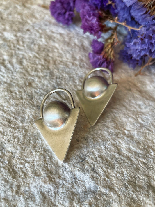 Triangle silver earrings