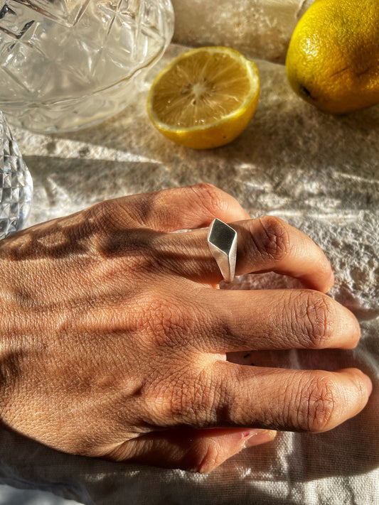 Rhombus silver ring
