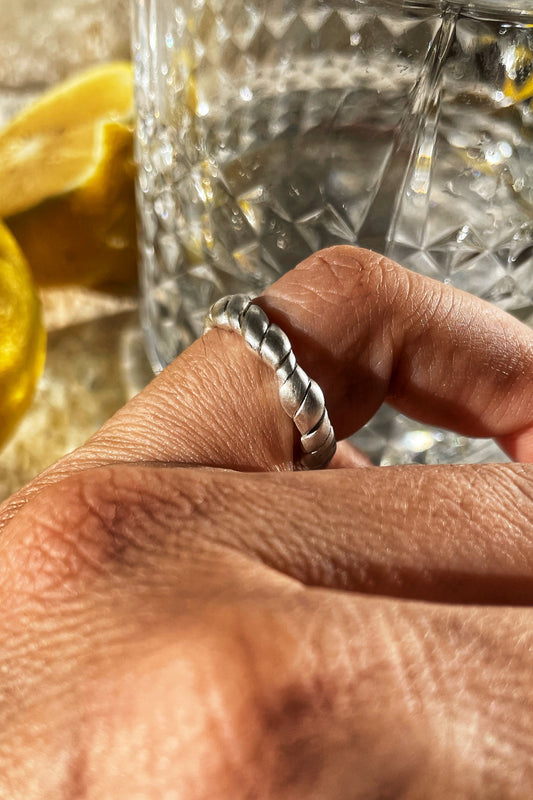 Braid silver ring
