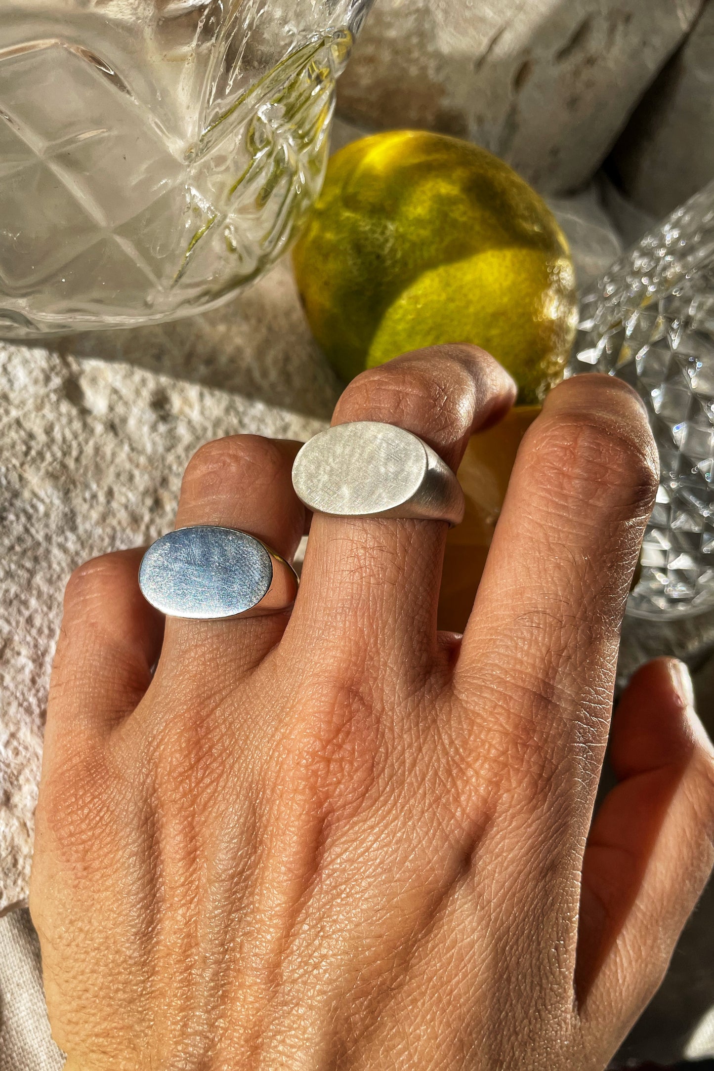 Oval signet silver ring