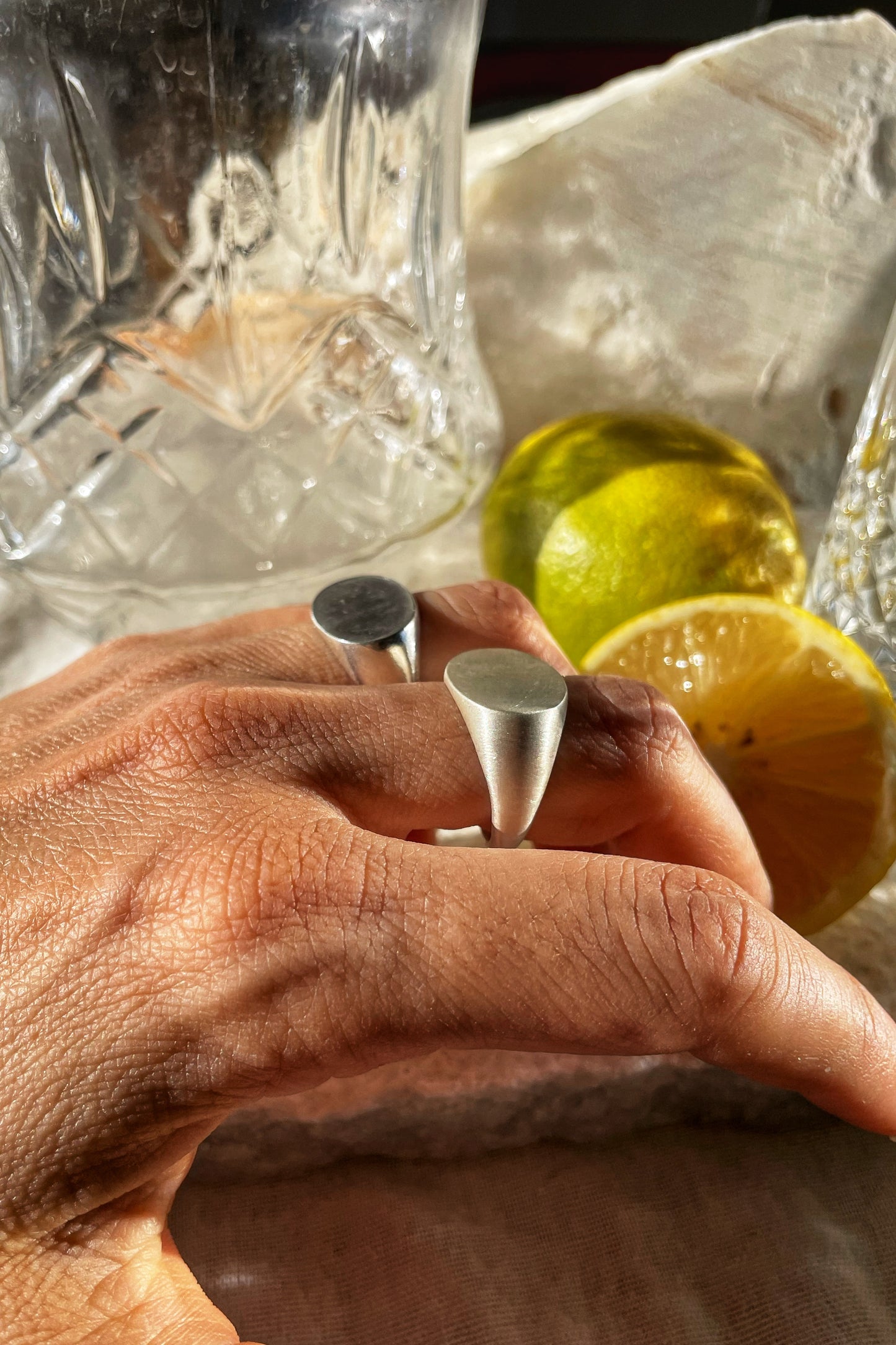 Oval signet silver ring