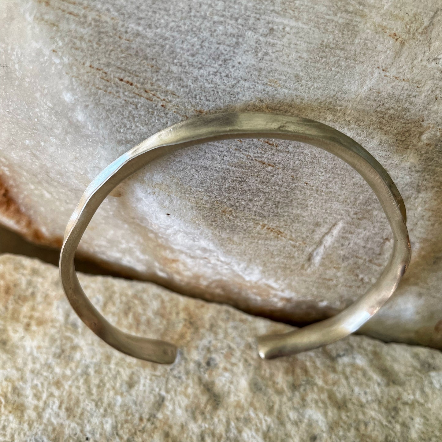 Irregular open silver bangle