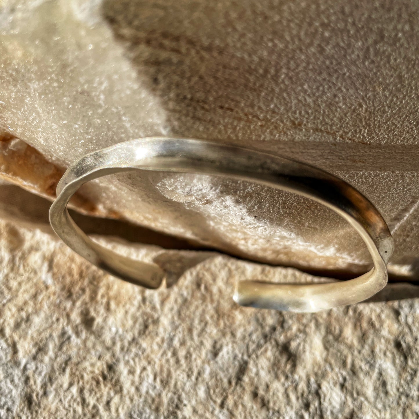 Irregular open silver bangle