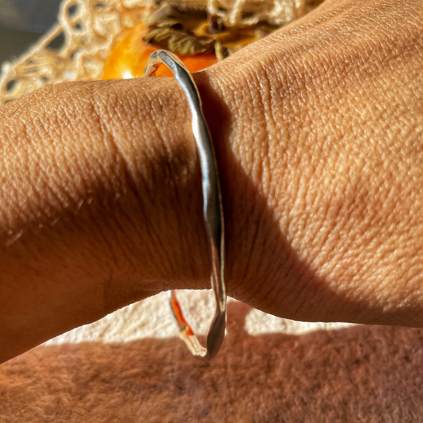 Raw silver bracelet