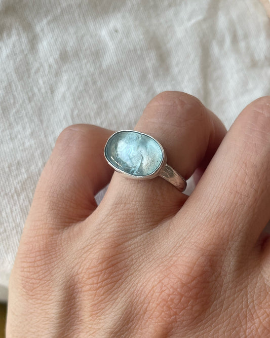 Aquamarine silver ring