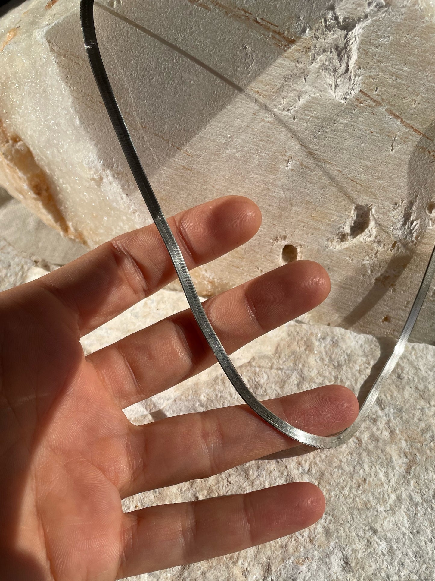 Flat silver snake chain