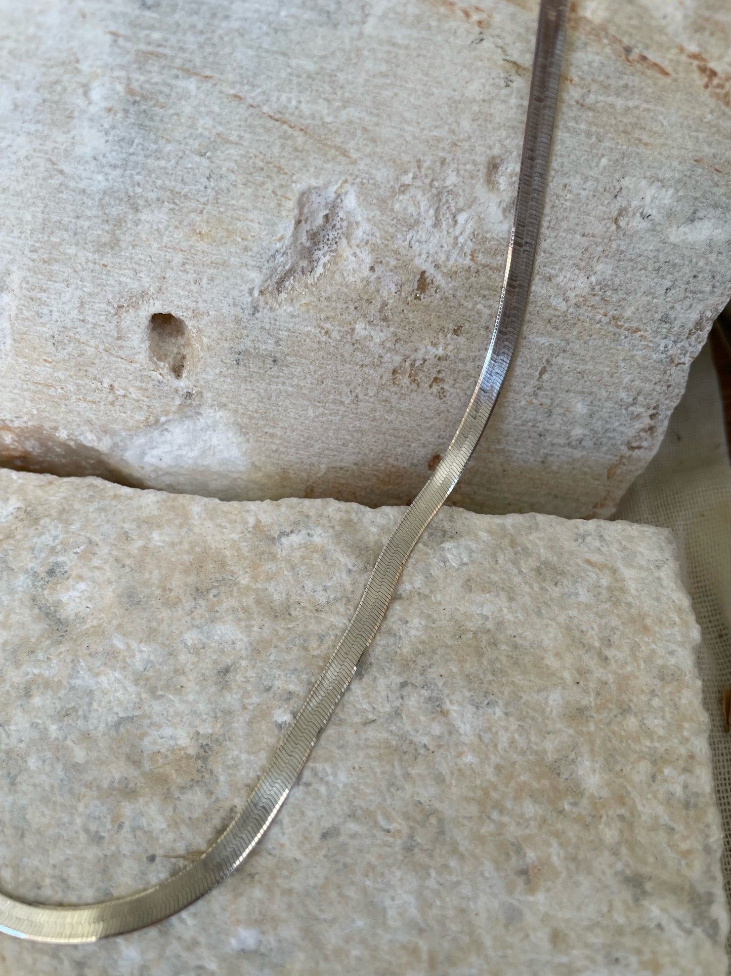 Flat silver snake chain