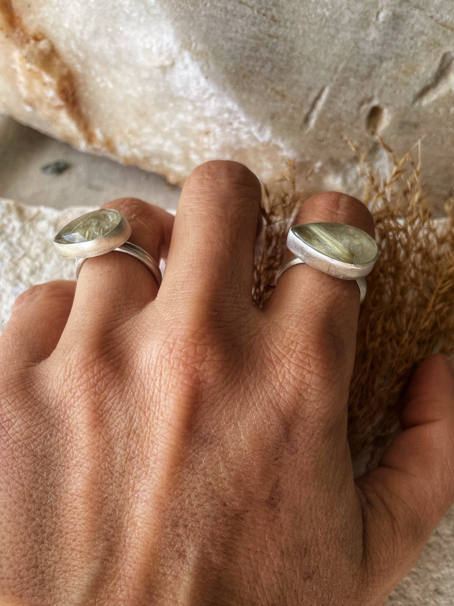 Rutilated quartz ring