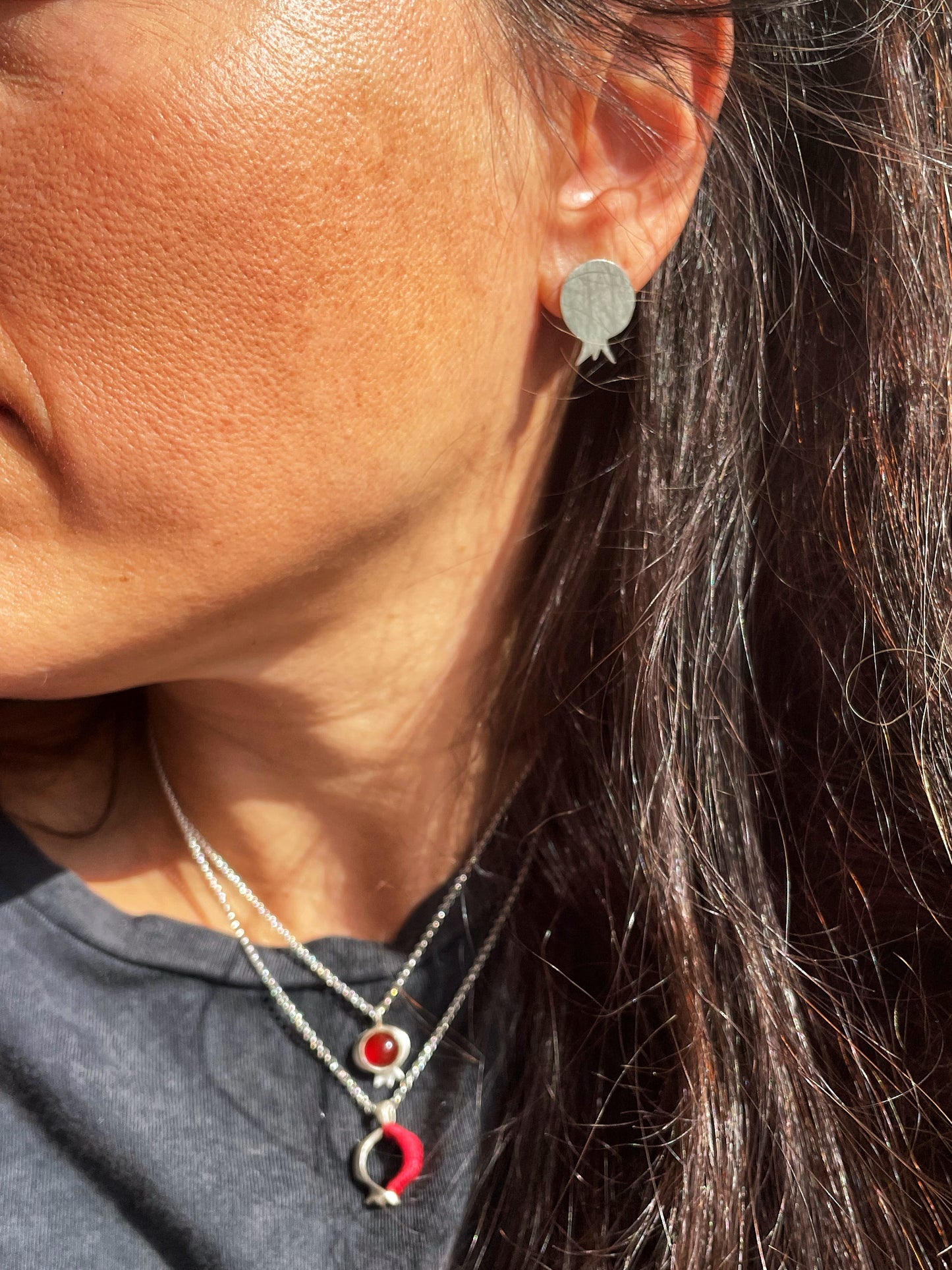 Pomegranate silver studs