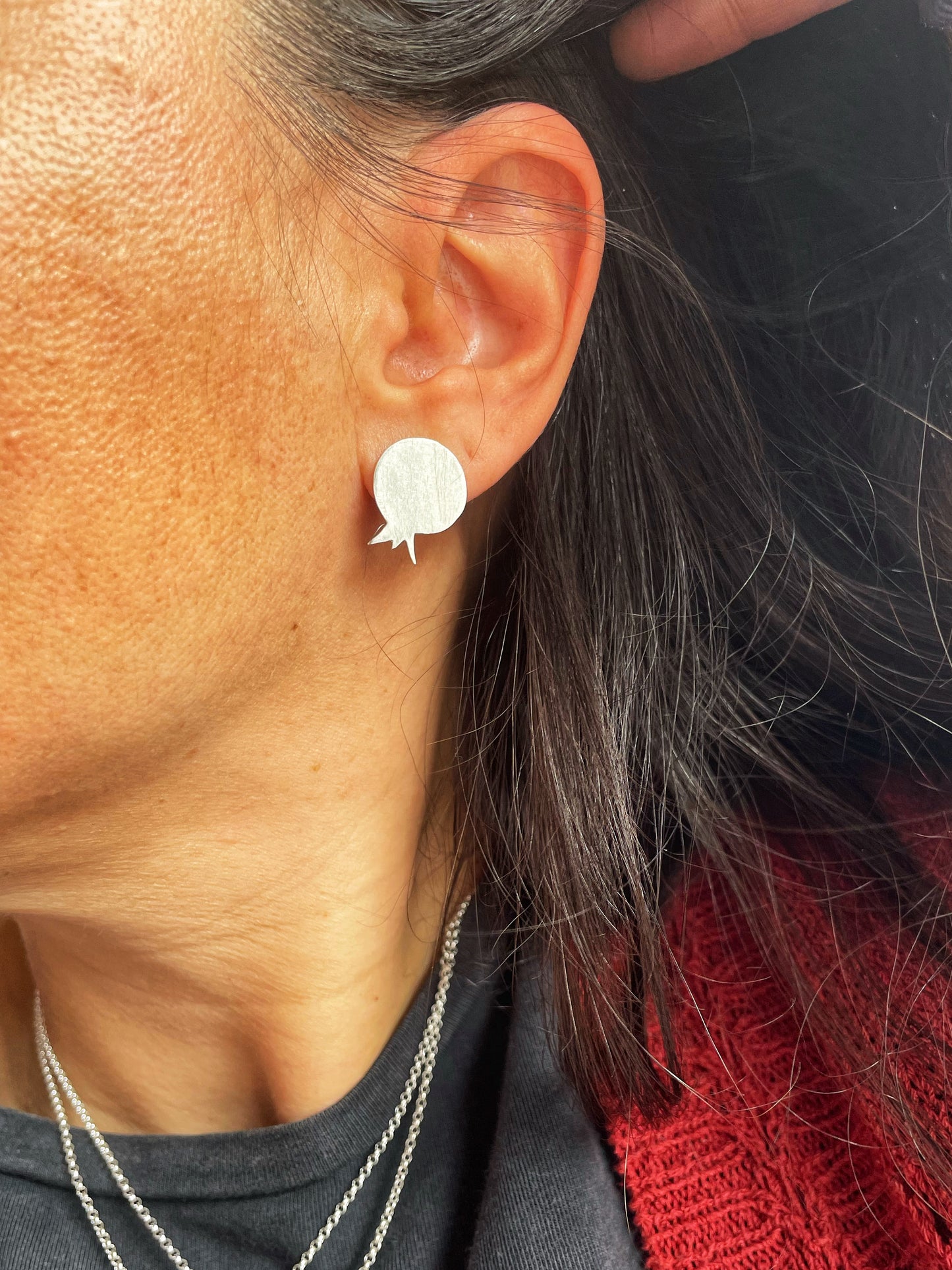 Pomegranate silver studs