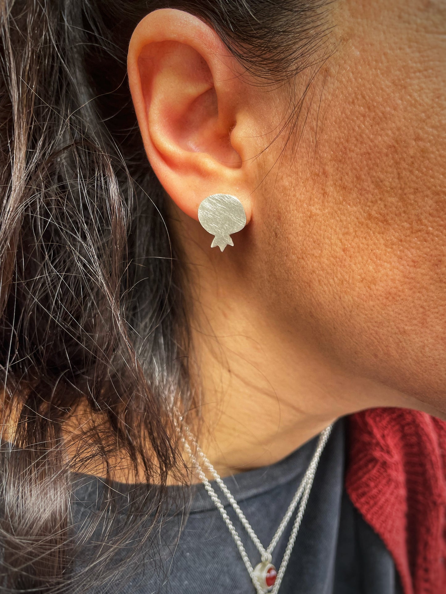 Pomegranate silver studs