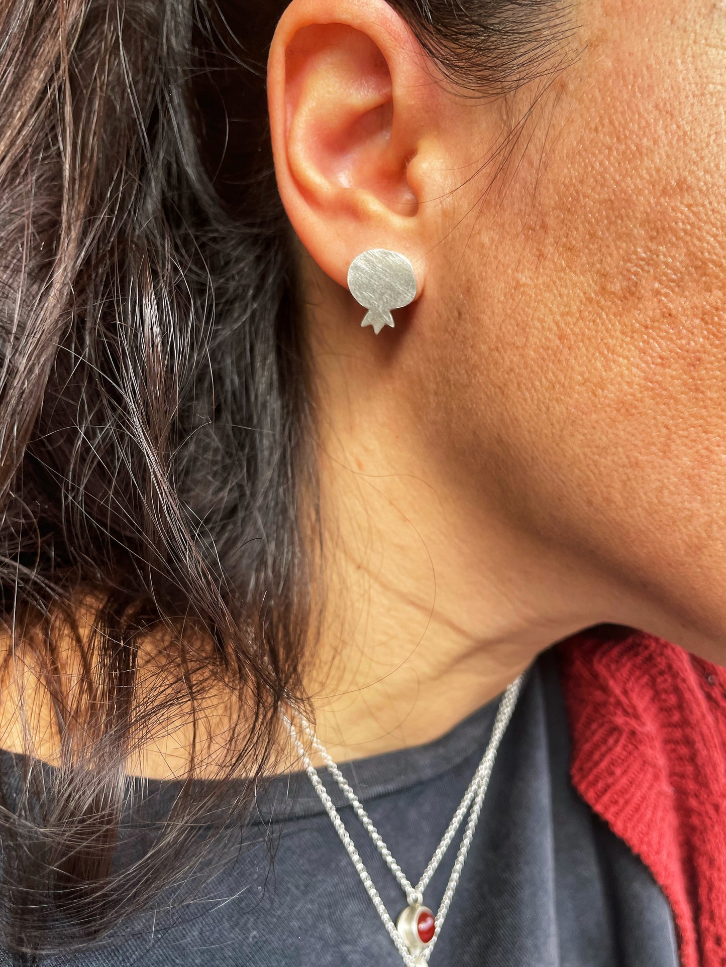 Pomegranate silver studs