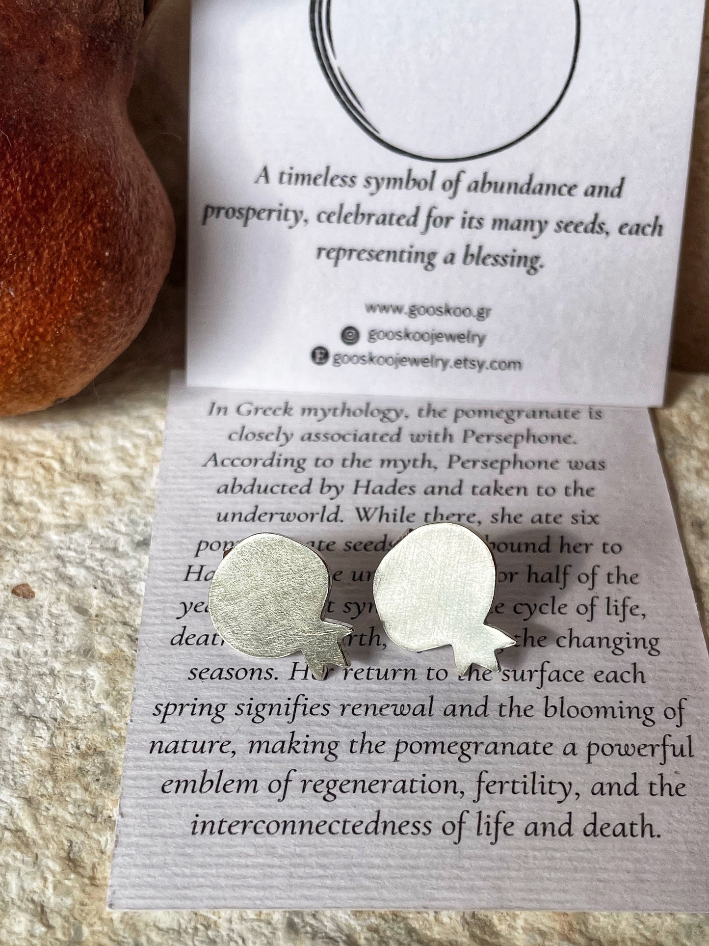 Pomegranate silver studs