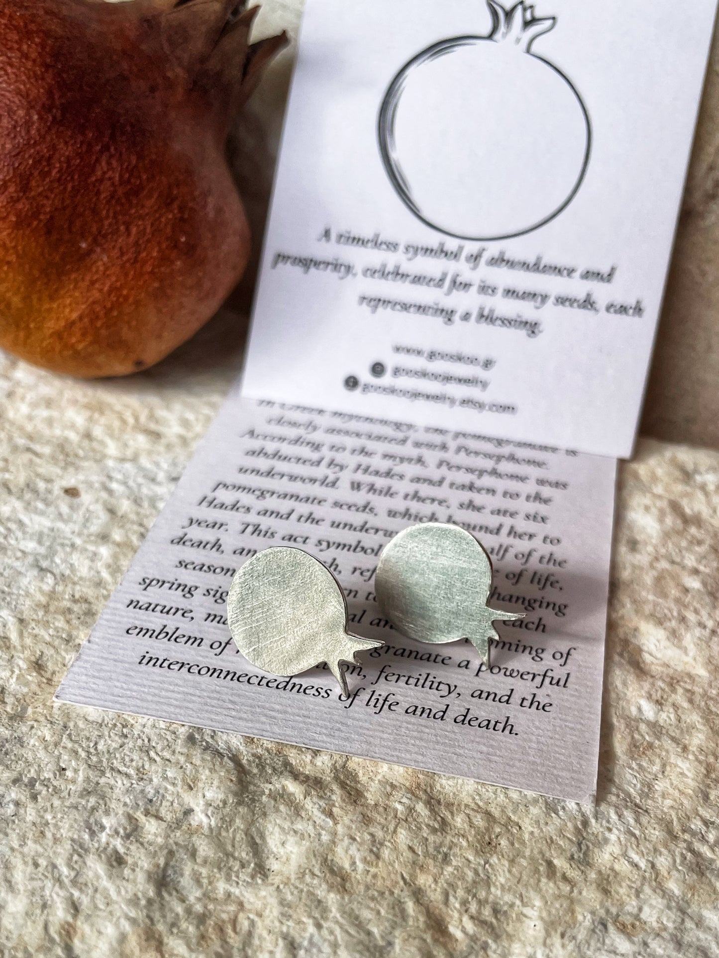 Pomegranate silver studs