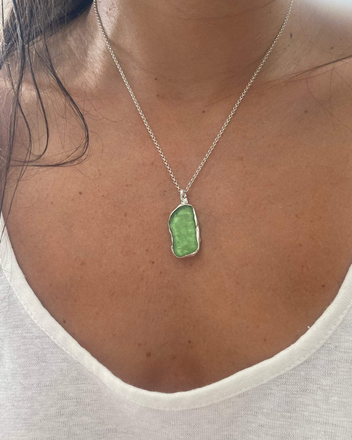 Anafi green sea glass pendant