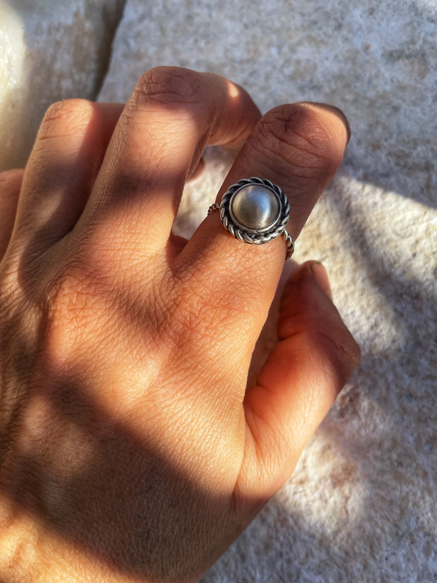 Dome twist silver ring
