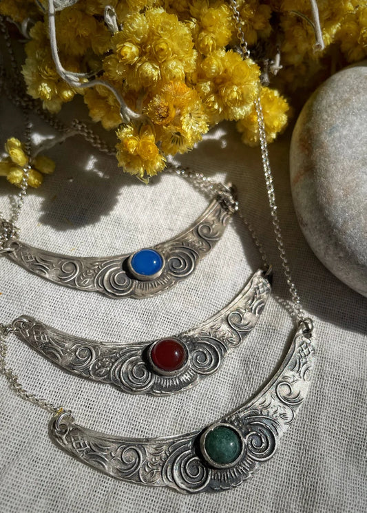 Vintage stone silver necklace