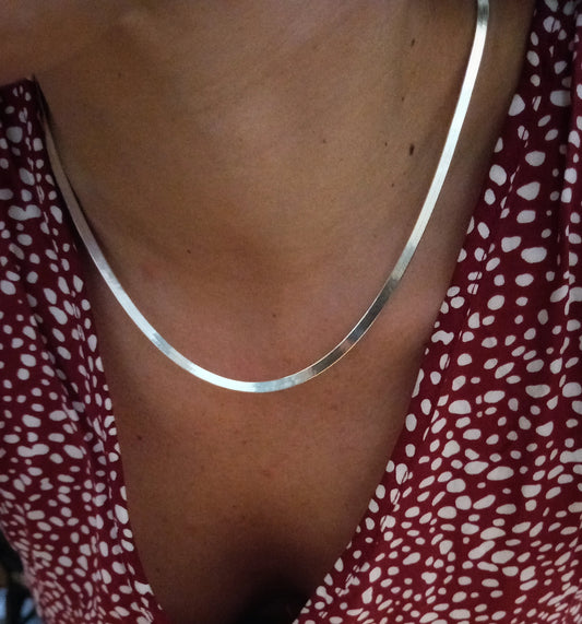 Flat silver snake chain
