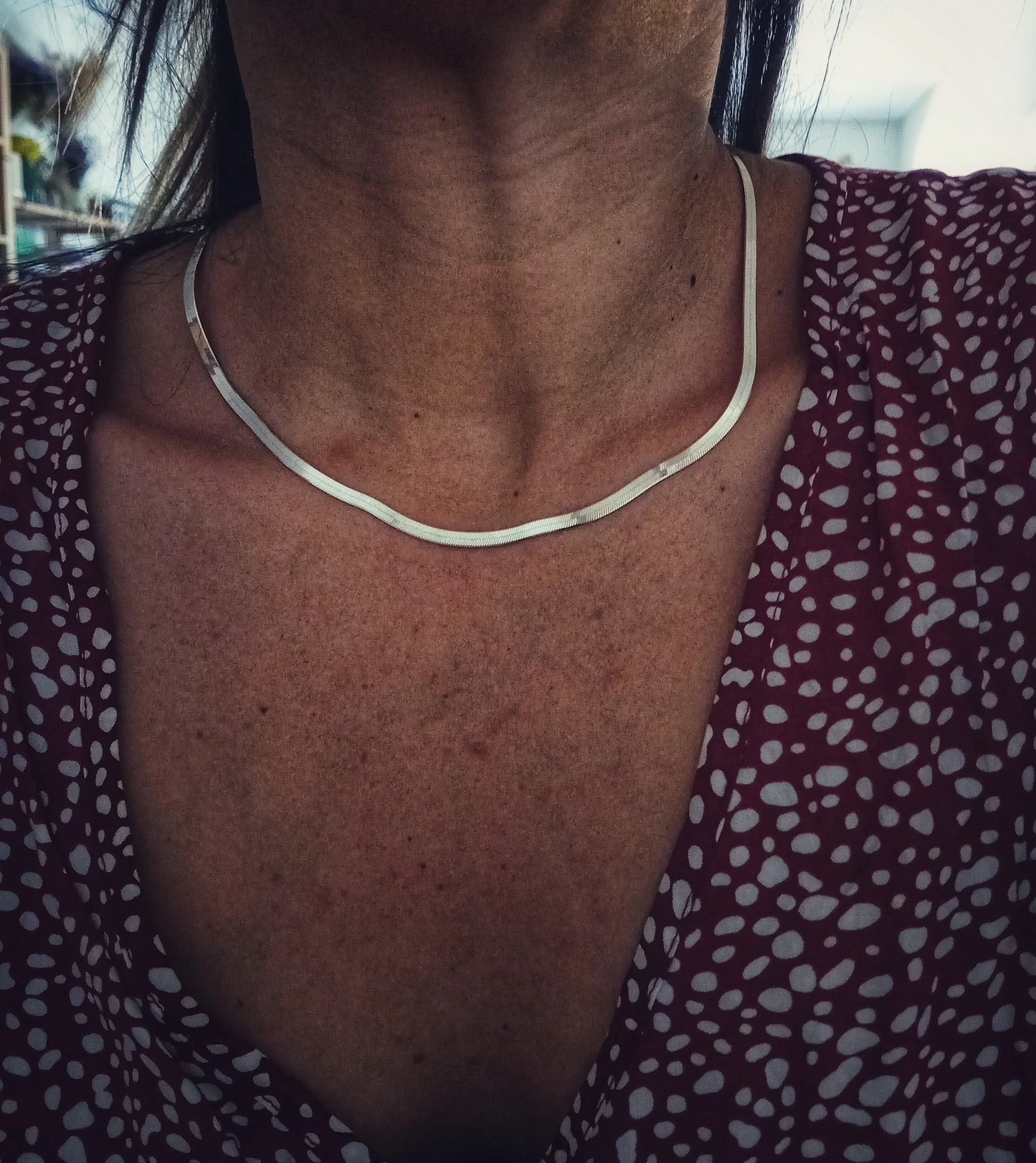 Flat silver snake chain