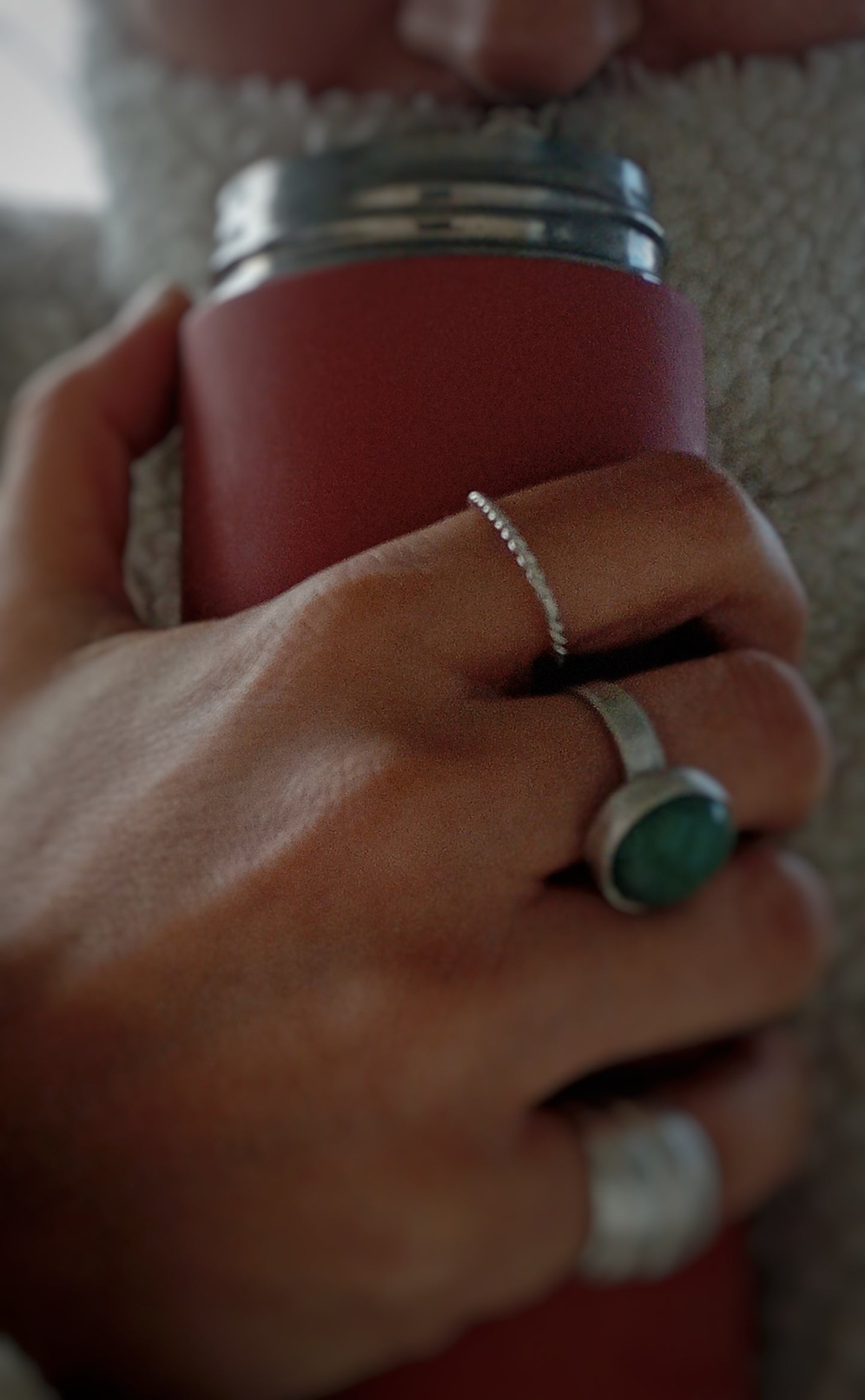 Thin twist silver ring